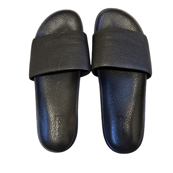 VINCE Black Leather Slide Sandals — Size 10 - Picture 1 of 4